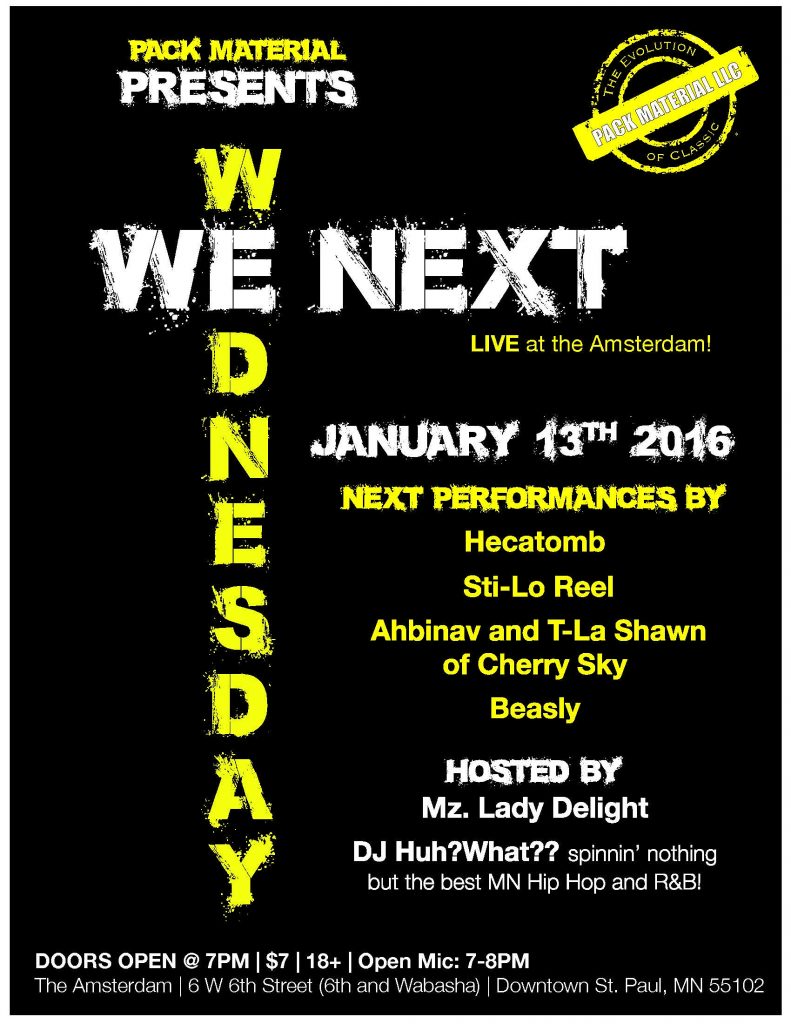 WE Next Wed Jan 13th